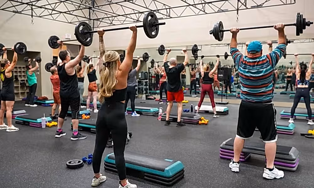 Body pump class with Sally.