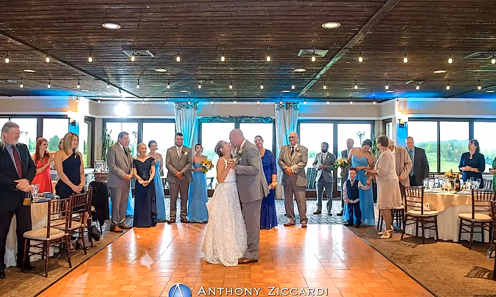 Couple's first dance during their reception at Ballyowen Bailigh Bluff House 