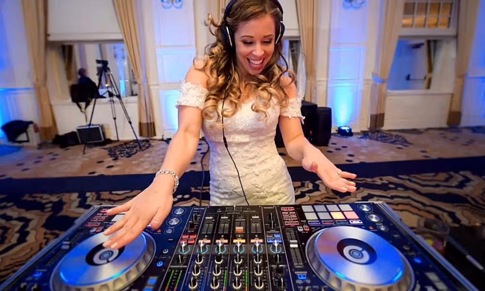 Bride DJing