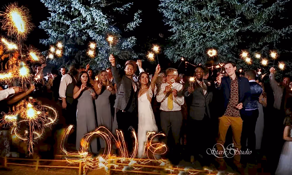 Sparkler celebration at wedding reception