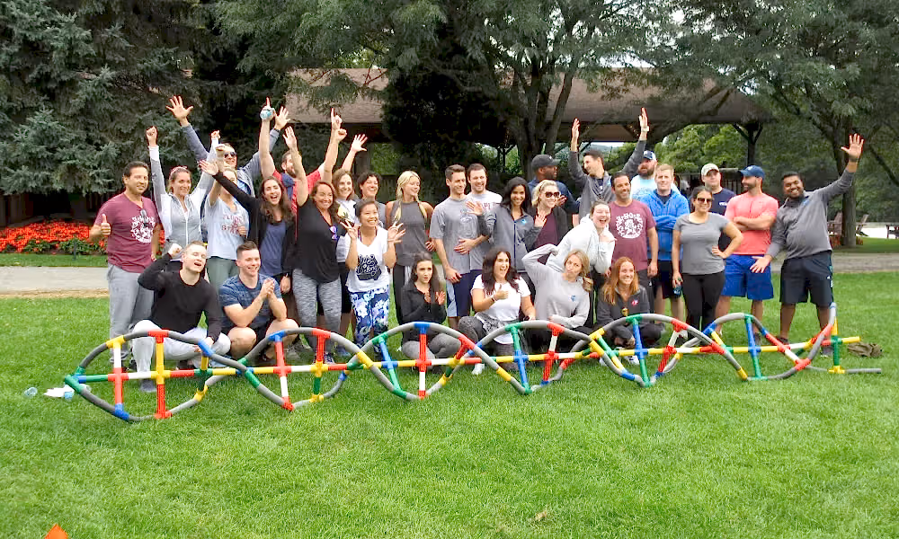 Corporate survivor teambuilding activity at Crystal Springs Resort